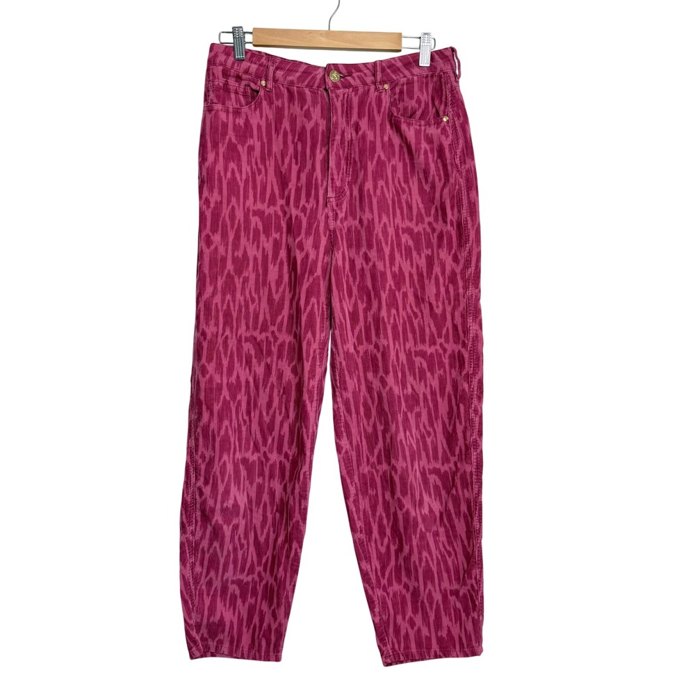 Scotch & Soda The Tide Balloon Leg Corduroy Pants Pink Ikat Leopard Print SZ 28‎